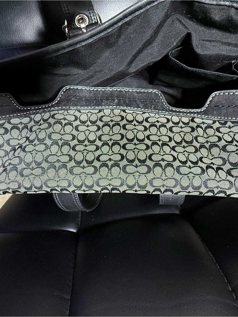 COACH Some Rehab Needed Vintage Soho Signature Jacquard Flap Satchel Black/Grey - Picture 7 of 16